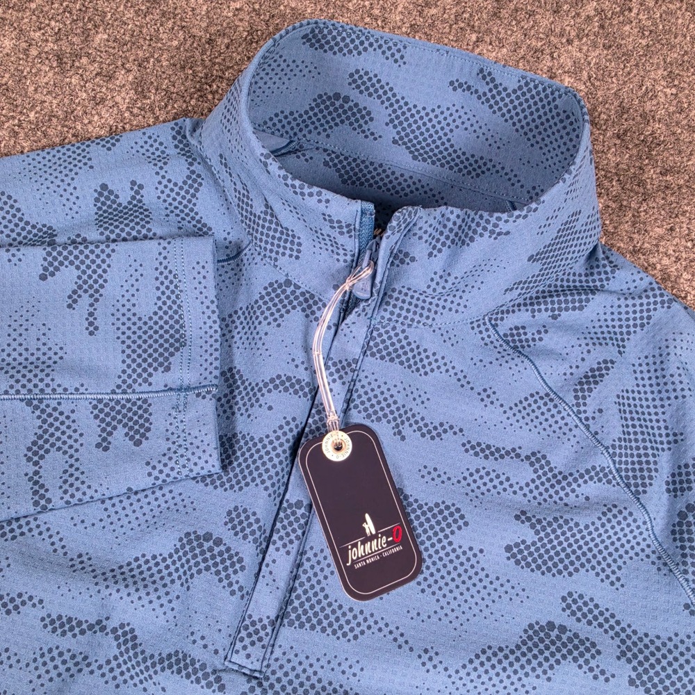 Johnnie-O Talbert Pullover Mens S Camo Blue 1/4 Zip Performance JMKO100260 NWT